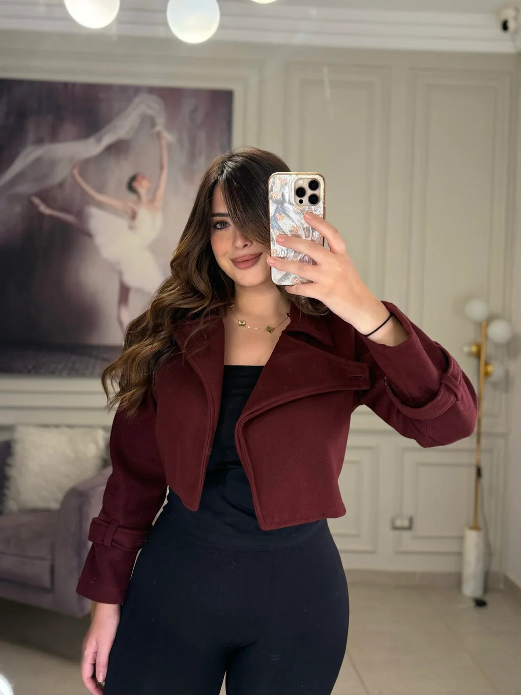 CH - 614  Women’s Stylish Fleece Twin Set – Short Jacket & Inner Outfit - Saimwear