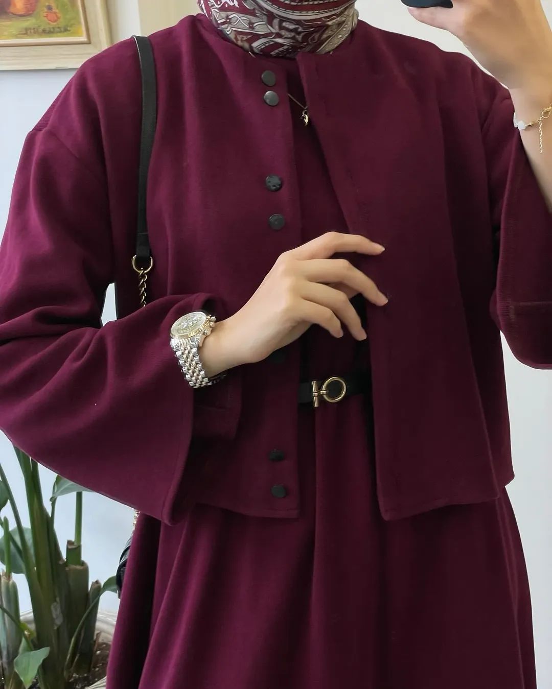 CH 608 - 2 Pcs Winter Outfit Long Frock With Upper Fleece Jacket - SAIMWEAR