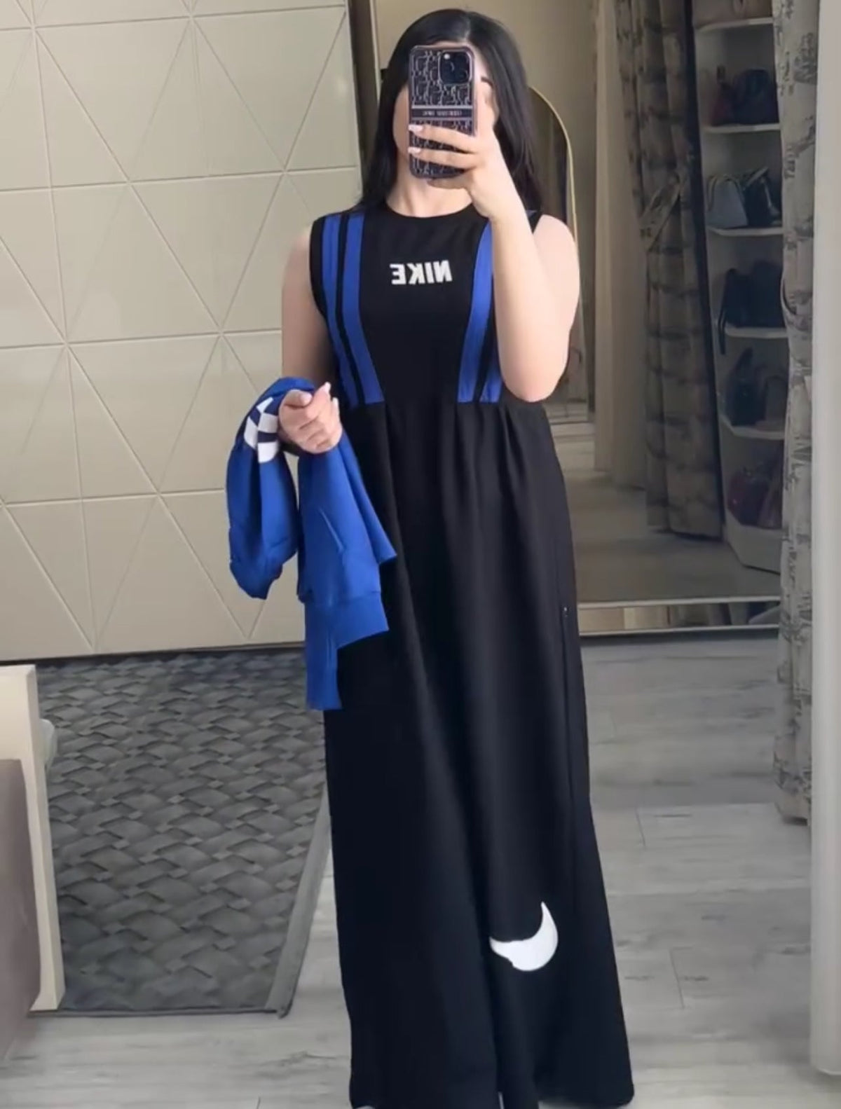 CH 492 2 Pcs Casual Outfit Upper With Long Inner Gown Saimwear