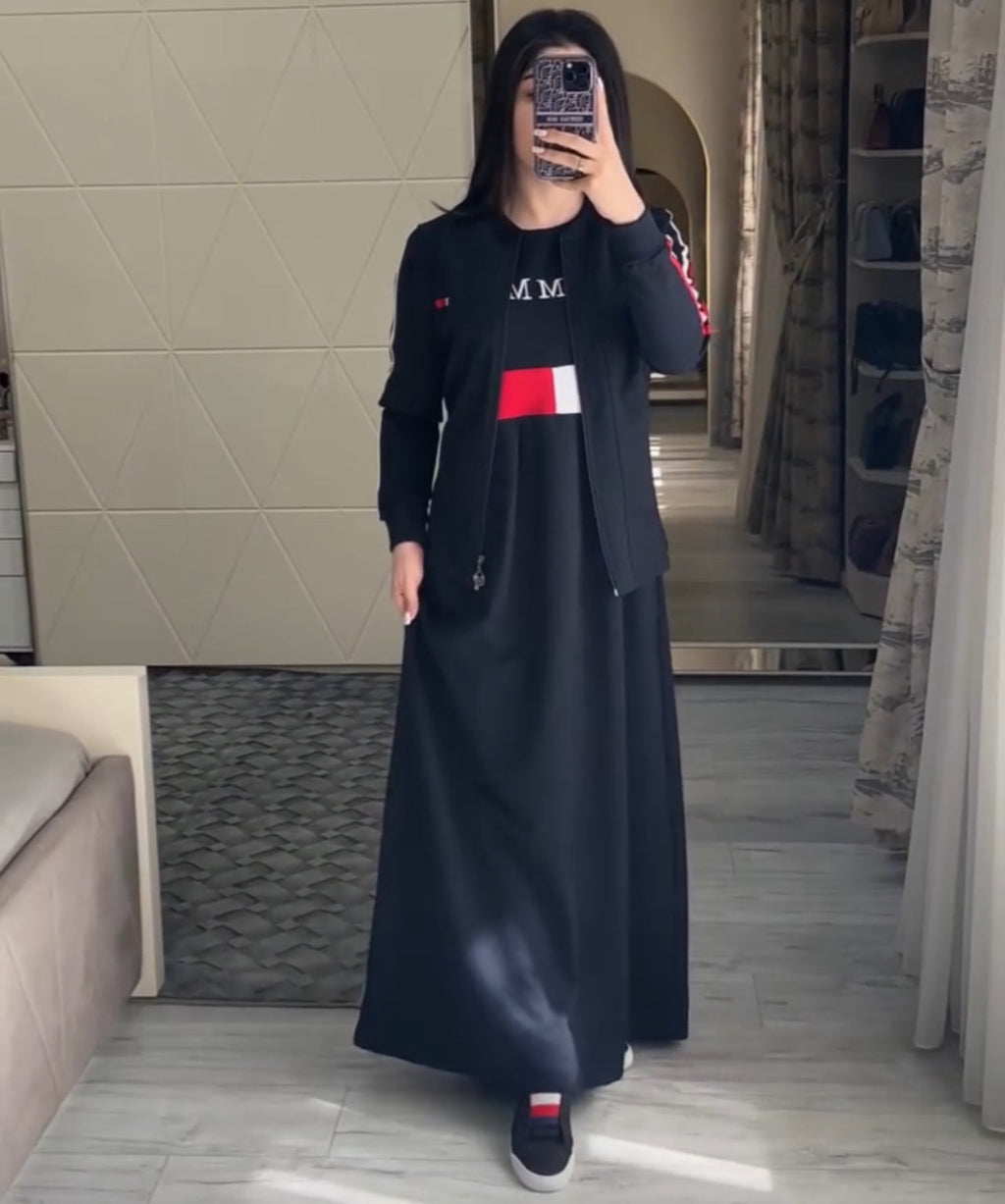 CH 492 2 Pcs Casual Outfit Upper With Long Inner Gown Saimwear