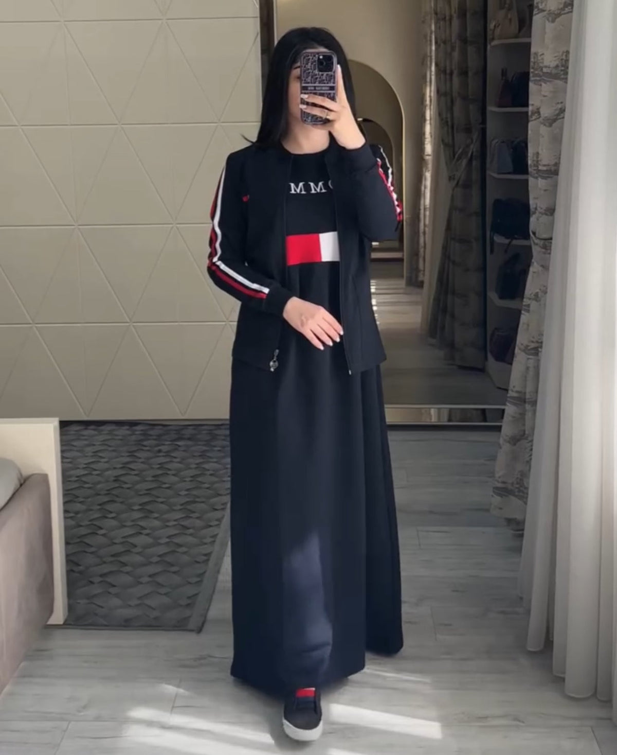 CH 492 2 Pcs Casual Outfit Upper With Long Inner Gown Saimwear