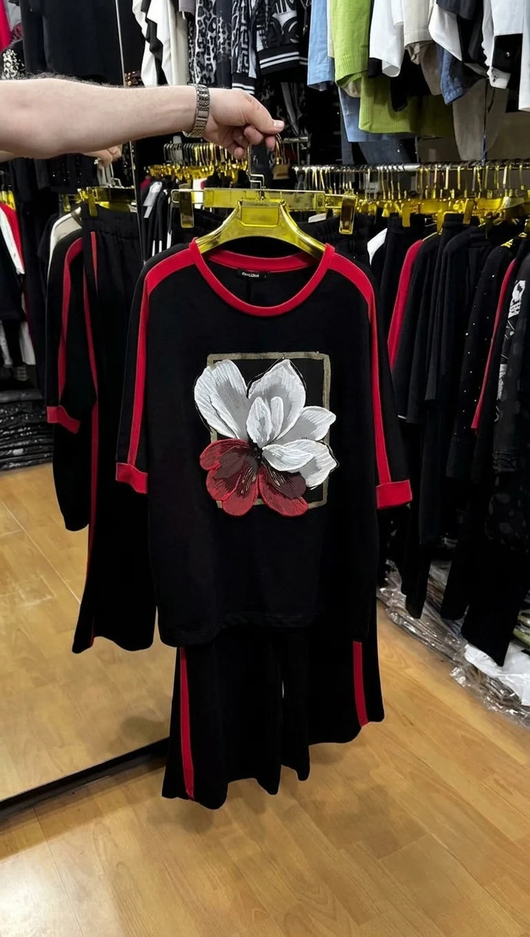 CH - 6070 - Scarlet Noir Printed Co-ord Set | Saimwear