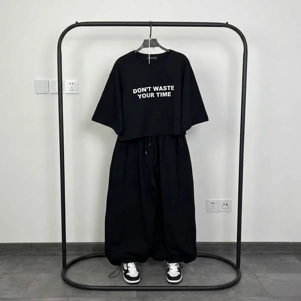 Ch - 6058 - Oversized Short Tee & Trouser Set | Saimwear