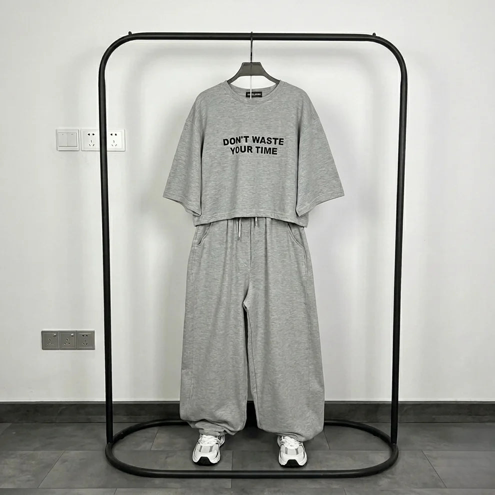 Ch - 6058 - Oversized Short Tee & Trouser Set | Saimwear