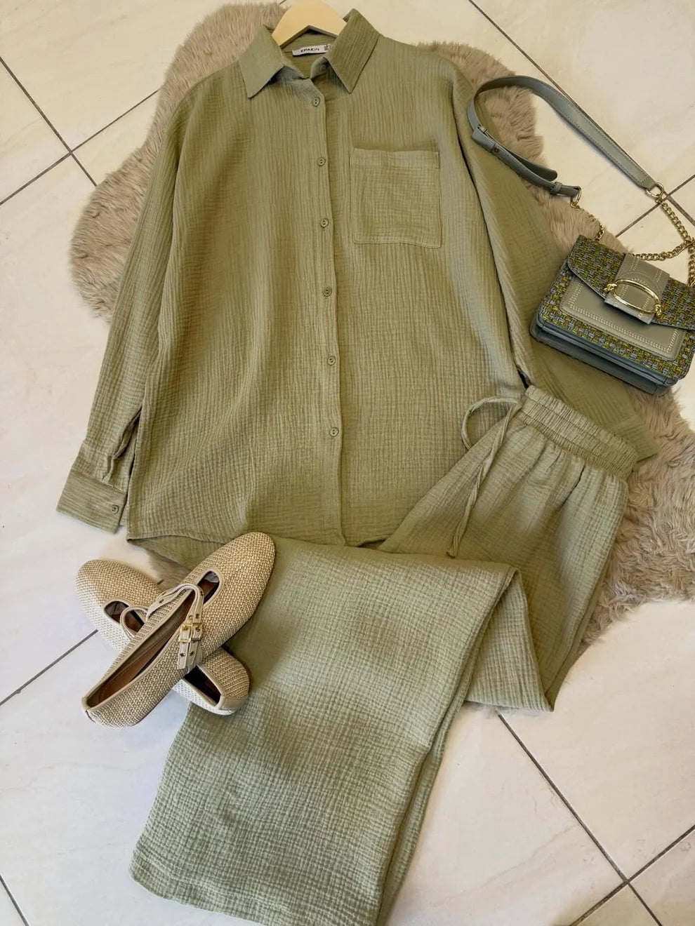 CH - 6086 - Textured Crinkle Co-Ord Set - Saimwear