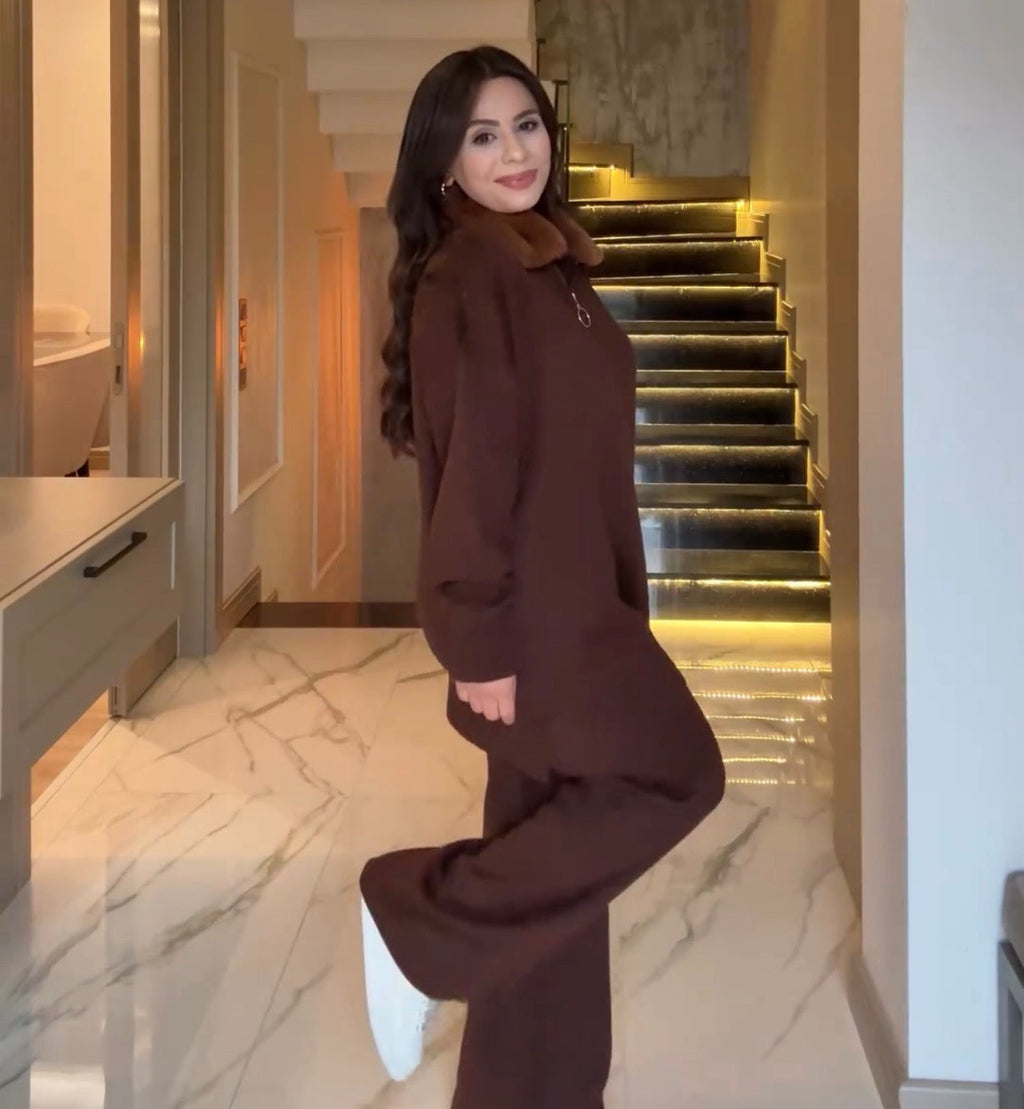 CH 590 - Fur Collar Fleece Co-Ord Set - Saimwear