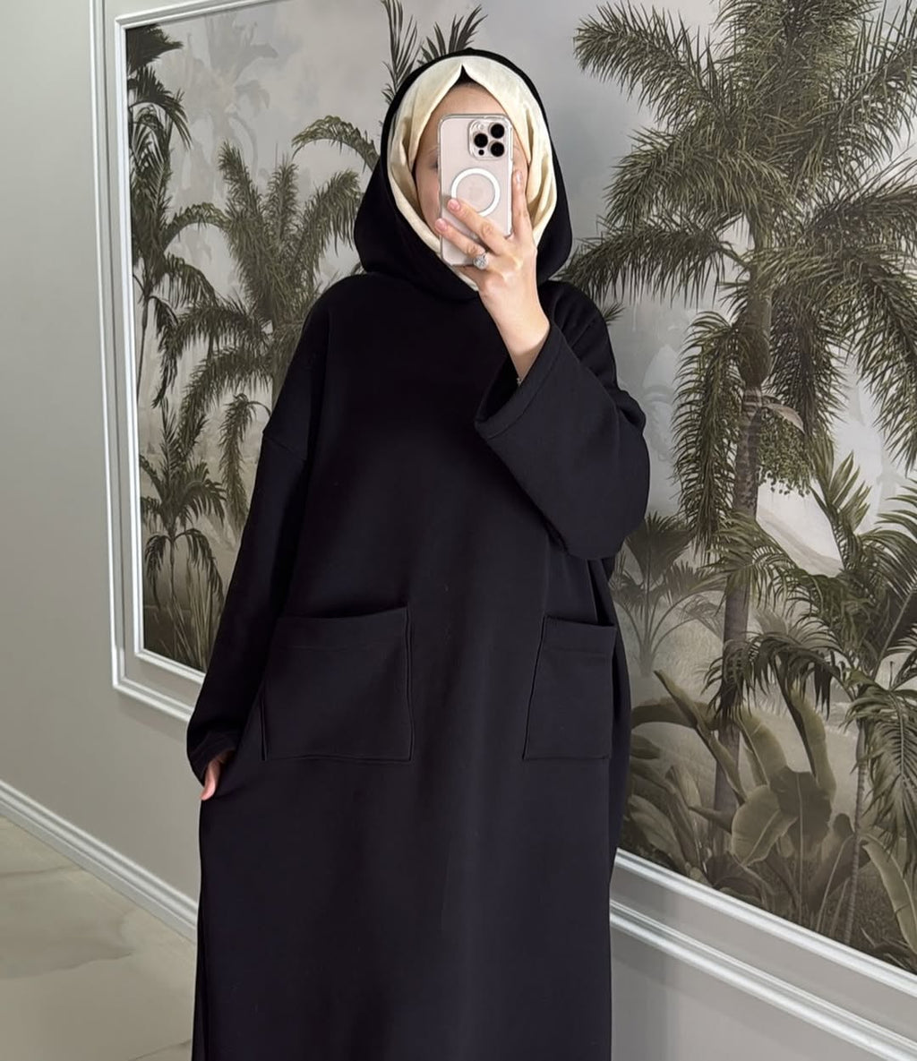 CH 606 - Everyday Modest Abaya Style Hooded Outfit - Saimwear