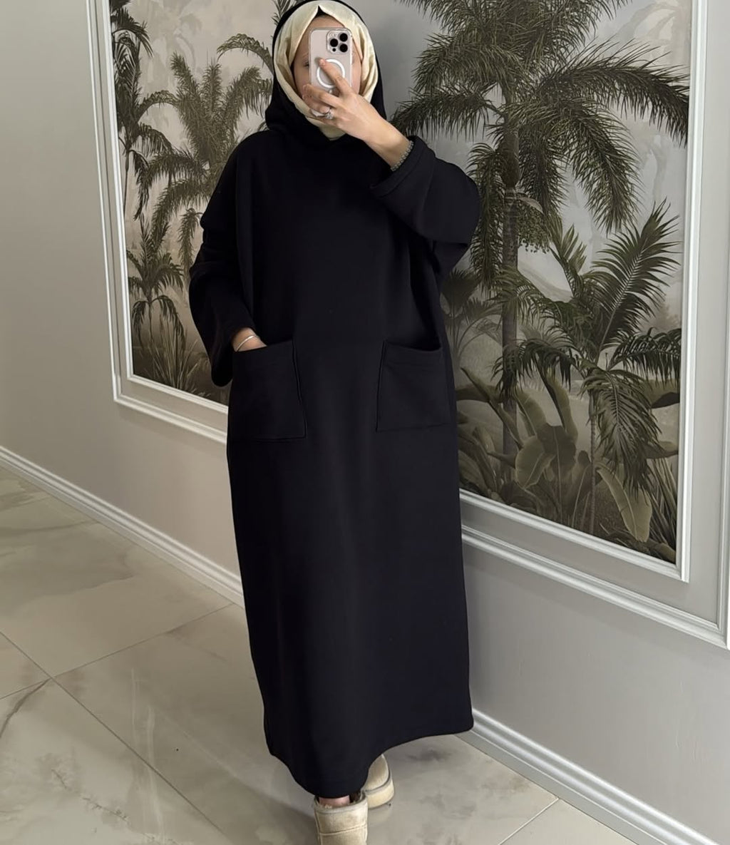 CH 606 - Everyday Modest Abaya Style Hooded Outfit - Saimwear