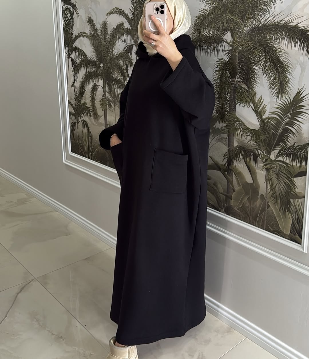 CH 606 - Everyday Modest Abaya Style Hooded Outfit - Saimwear