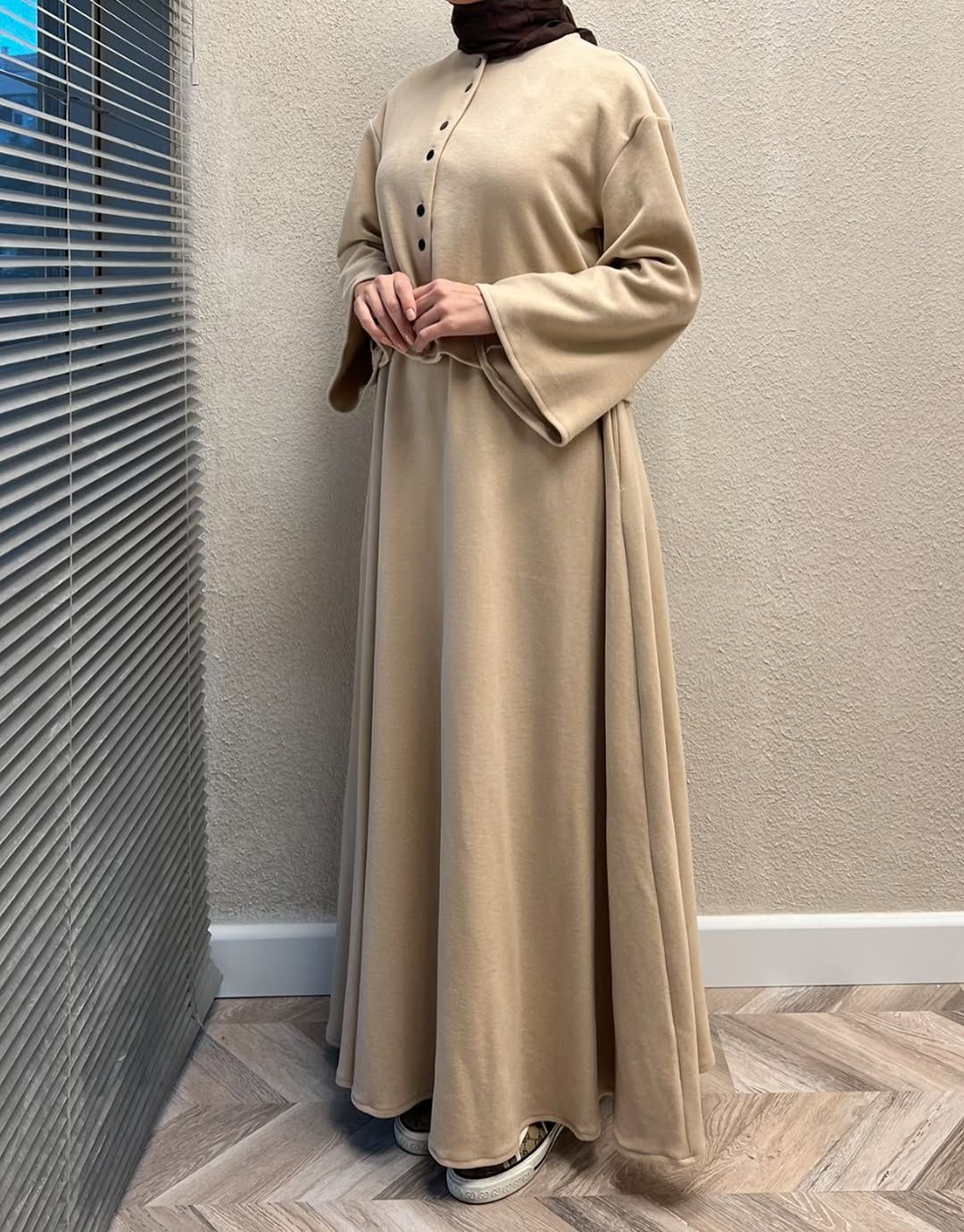 CH 608 - 2 Pcs Winter Outfit Long Frock With Upper Fleece Jacket - SAIMWEAR