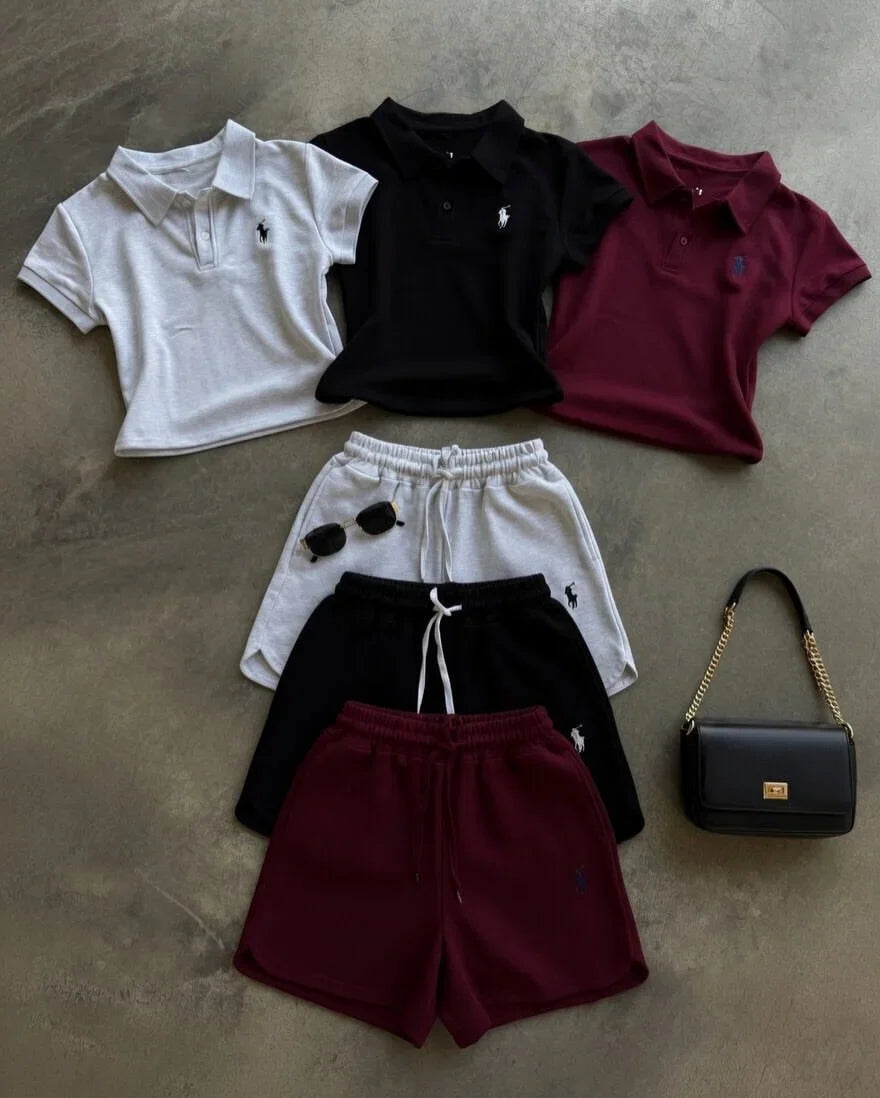 Ch 6042 Polo Co-Ord Set for Women Summer Polo Shirt & Shorts Matching Set | Saimwear