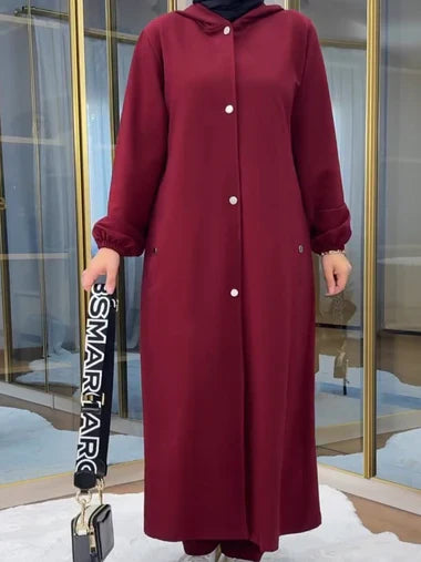 Ch 515 Saimwear 2 Piece Winter Fleece Dress Head to Toe Button Pocket Hoodie & Trouser